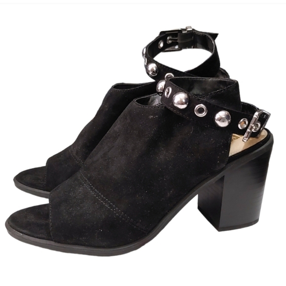 Circus Sam Edelman Black Studded Kiki Faux Suede Block Heels Women's Size 8.5 - Picture 4 of 10